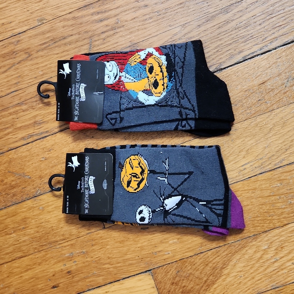 Nightmare Before Christmas Jack and Sally Socks Size 4-10